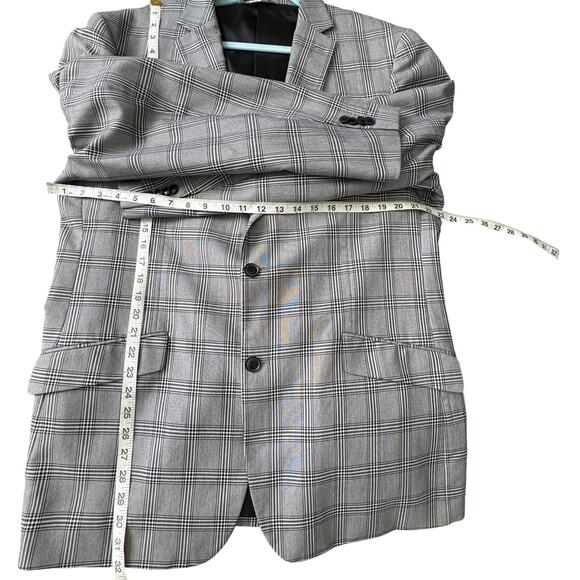 Kilburne + Finch Plaid Sport Coat Gray Black Blazer 46L Tailored Fit workwear - Picture 4 of 10